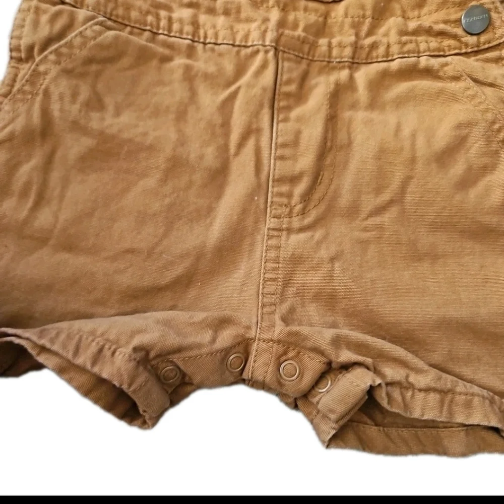 Carhartt Unisex Brown Cotton Snap Bottom Baby Classic Overall Shorts 18M